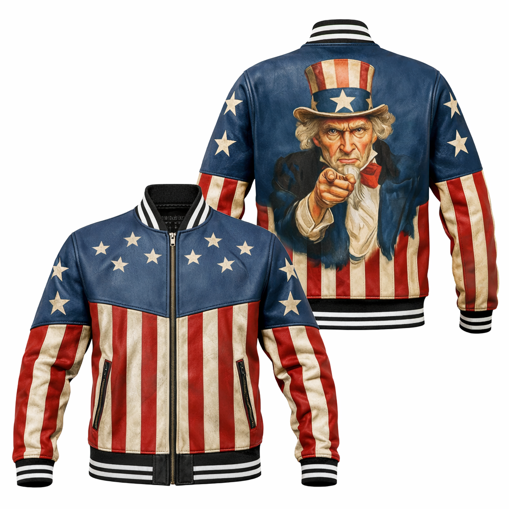 LIMITED EDITION - NEW CUSTOMIZED | VINTAGE UNCLE SAM USA FLAG VARSITY JACKET